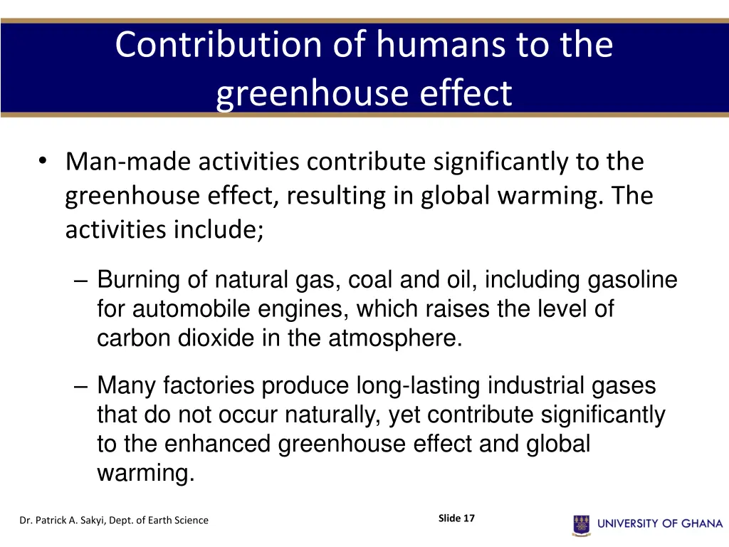 contribution of humans to the greenhouse effect