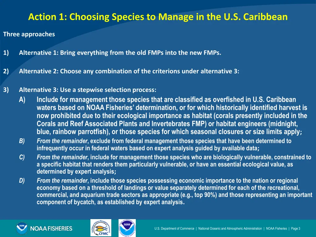 action 1 choosing species to manage