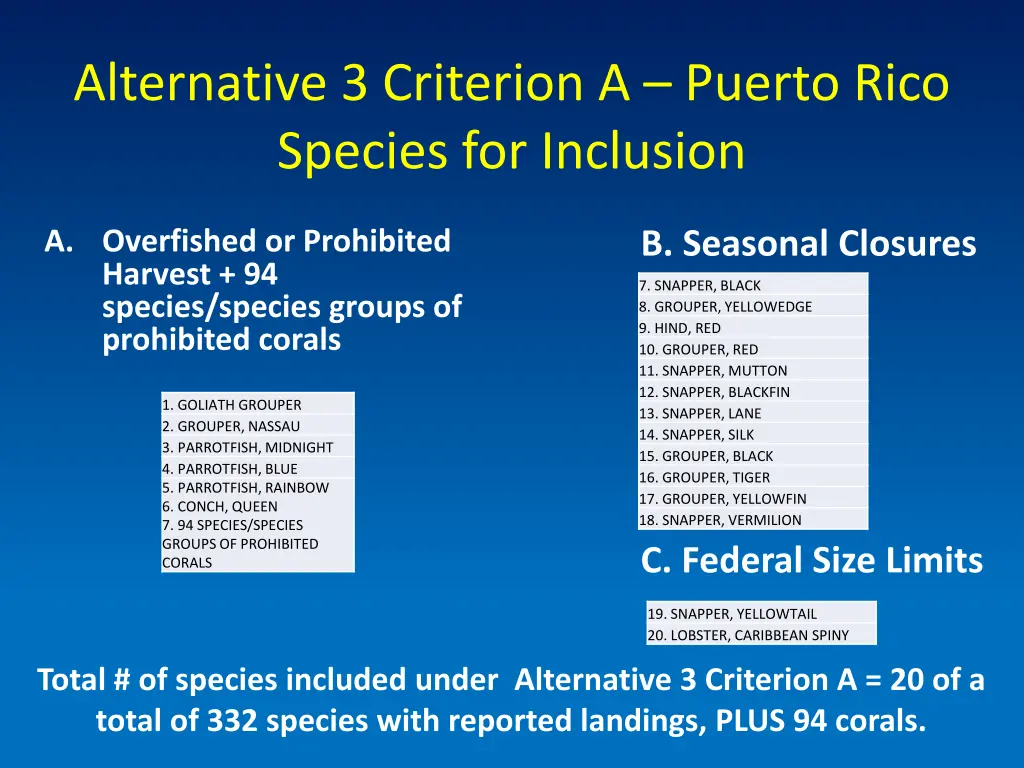 alternative 3 criterion a puerto rico species