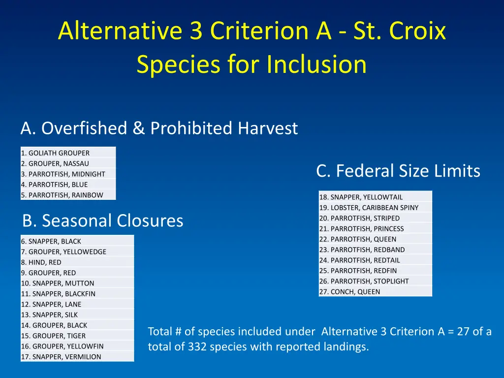 alternative 3 criterion a st croix species