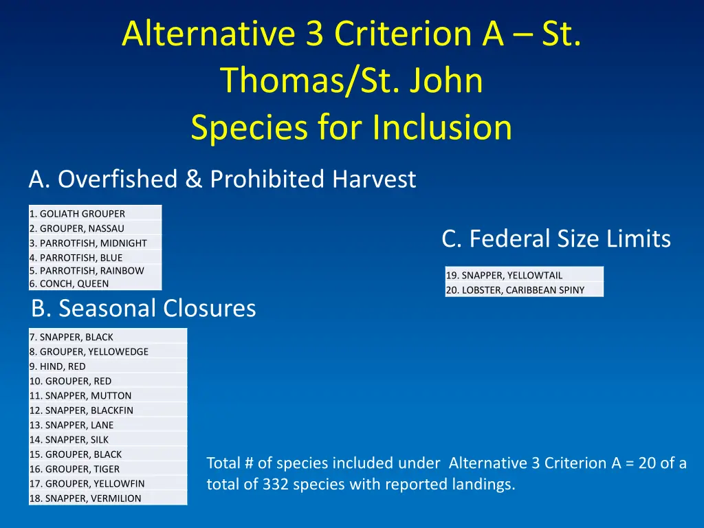alternative 3 criterion a st thomas st john