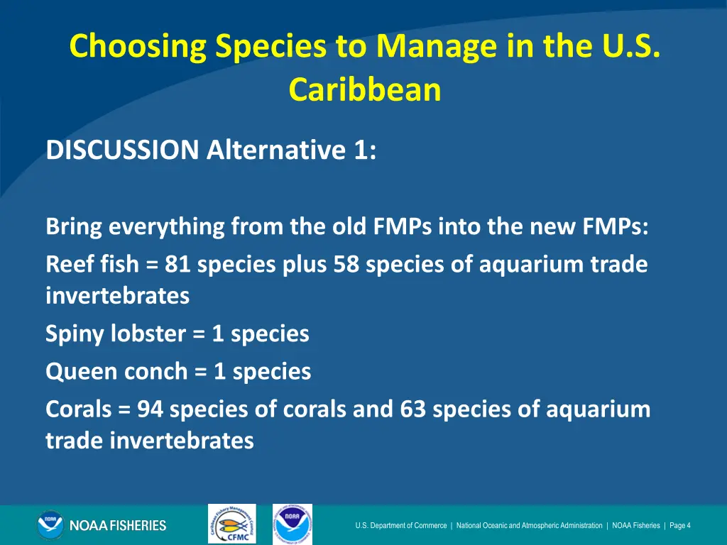 choosing species to manage in the u s caribbean