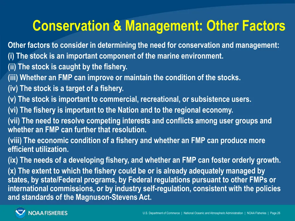 conservation management other factors