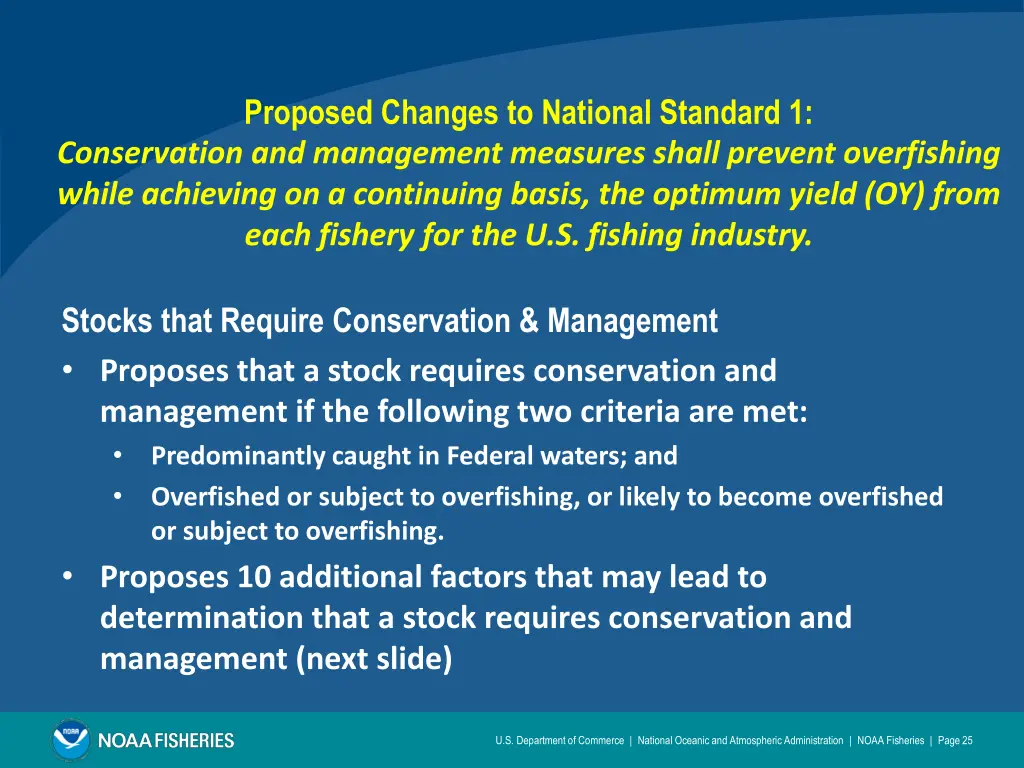 proposed changes to national standard