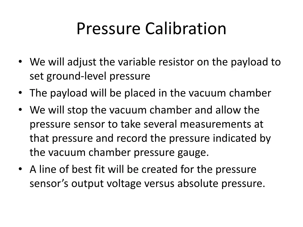 pressure calibration