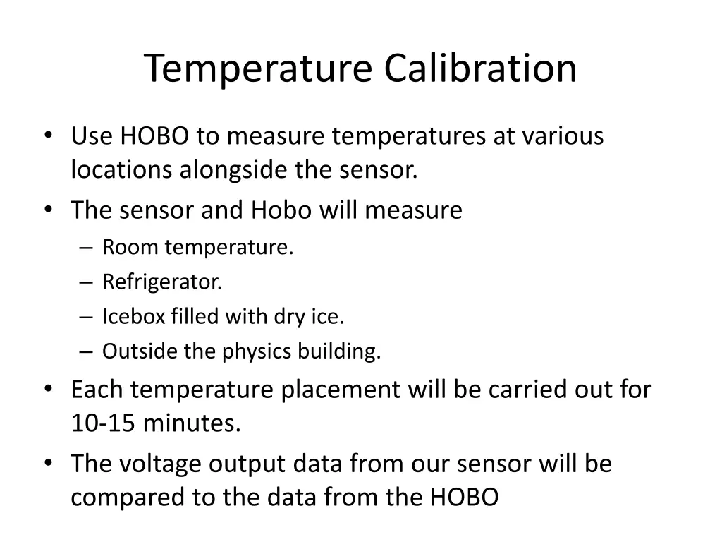 temperature calibration