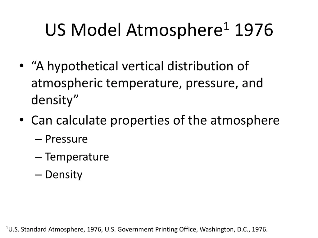 us model atmosphere 1 1976