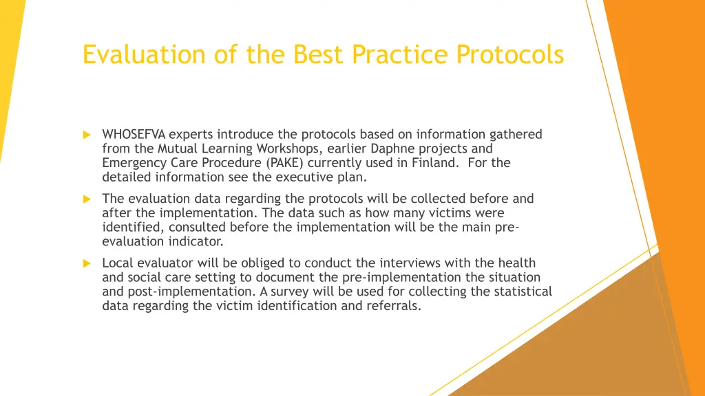 evaluation of the best practice protocols 1
