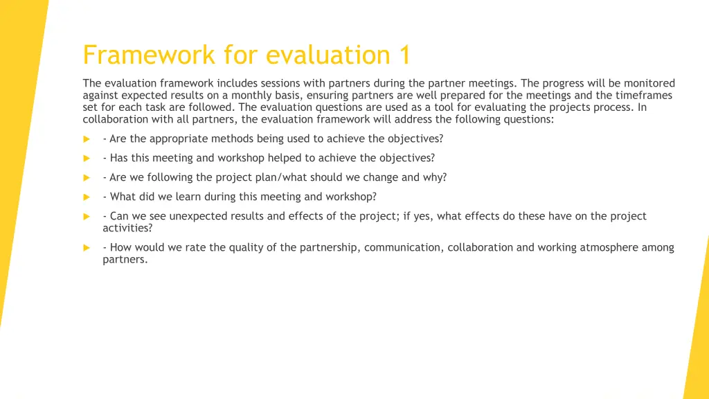 framework for evaluation 1