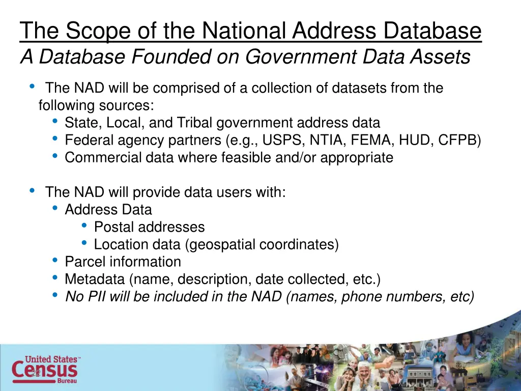 the scope of the national address database