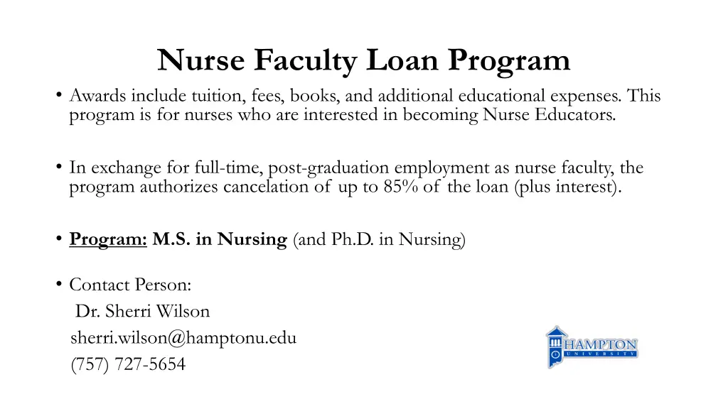 nurse faculty loan program awards include tuition