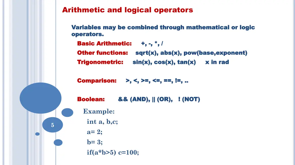 arithmetic and logical operators