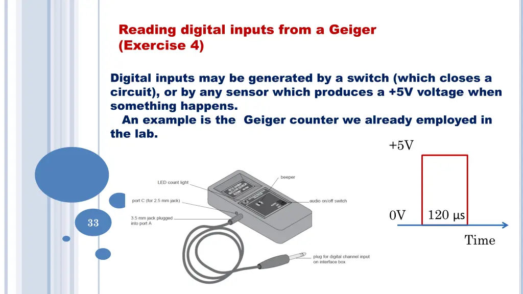 reading digital inputs from a geiger exercise 4
