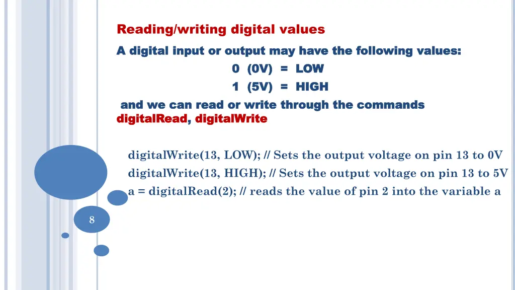reading writing digital values a digital input