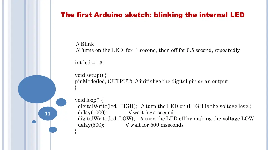 the first arduino sketch blinking the internal led 1