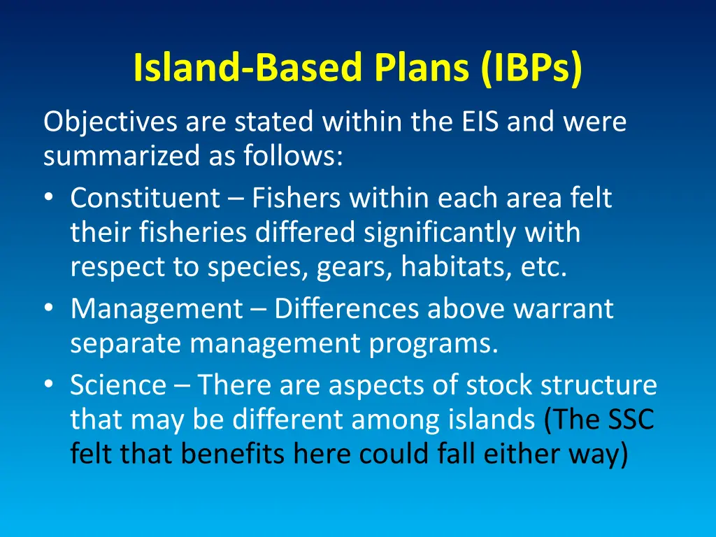 island based plans ibps objectives are stated