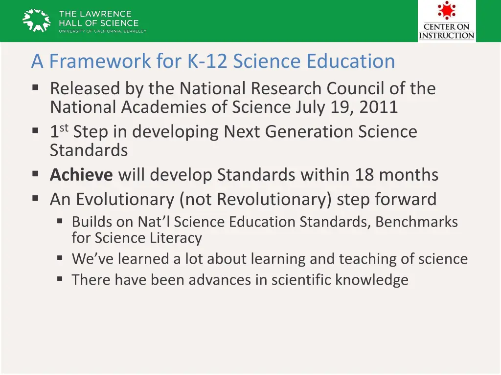 a framework for k 12 science education released