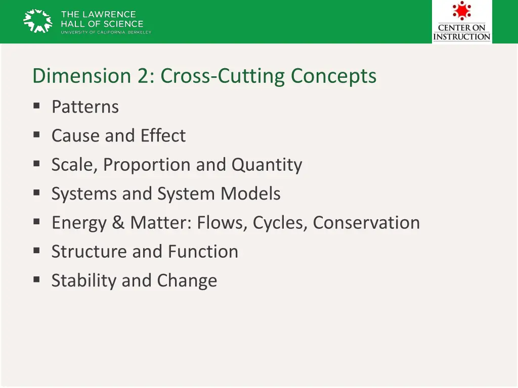 dimension 2 cross cutting concepts patterns cause