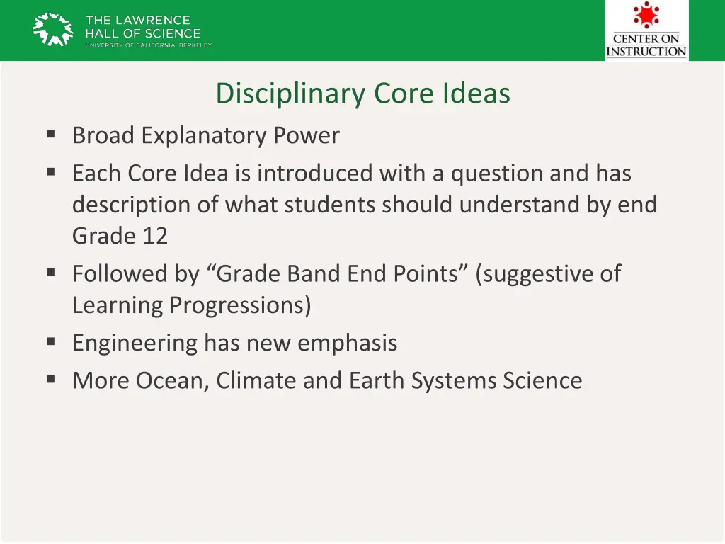 disciplinary core ideas