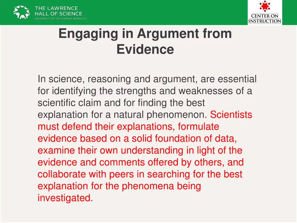 engaging in argument from evidence