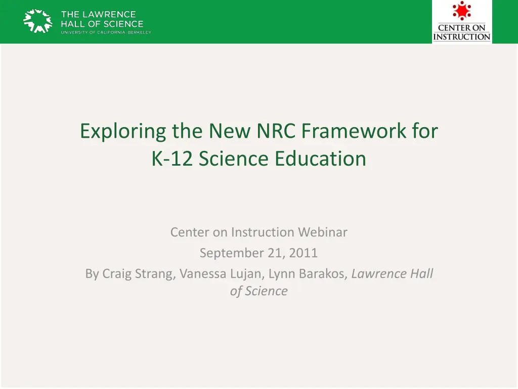 exploring the new nrc framework for k 12 science