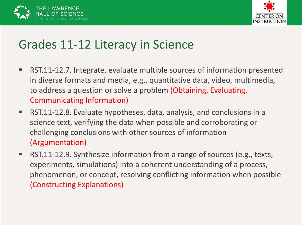 grades 11 12 literacy in science