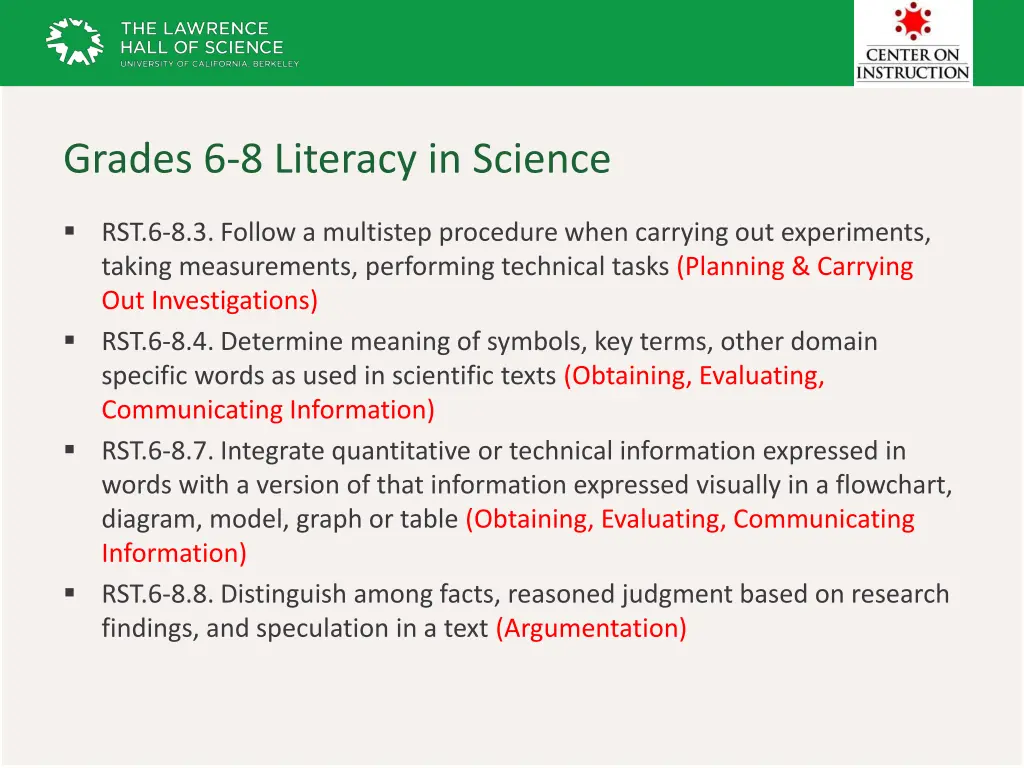 grades 6 8 literacy in science