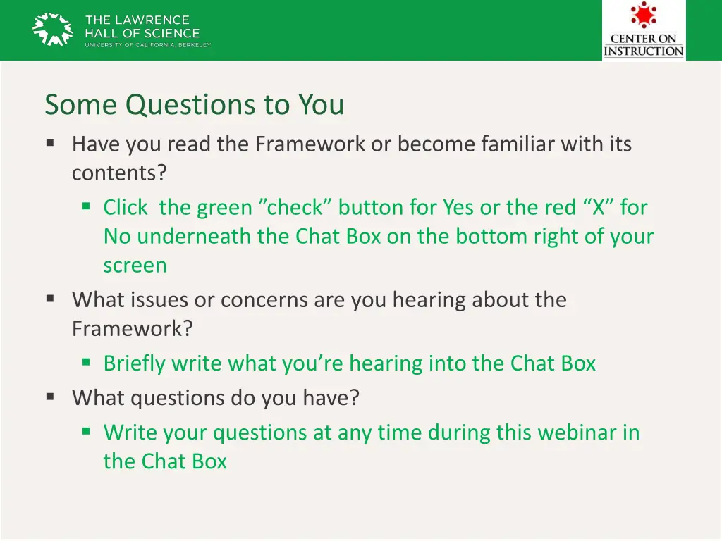 some questions to you have you read the framework