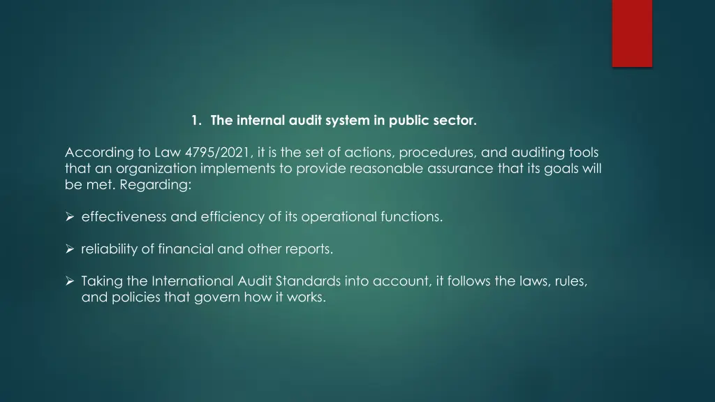 1 the internal audit system in public sector