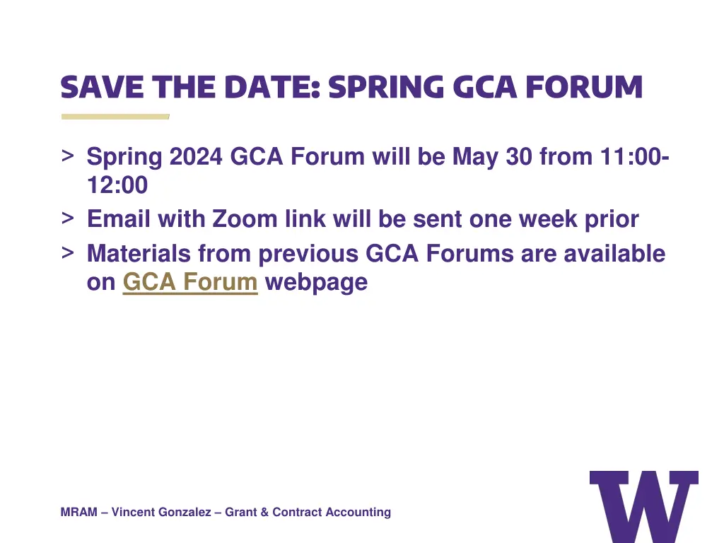 save the date spring gca forum