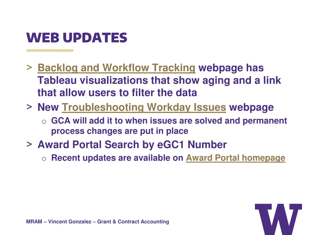 web updates