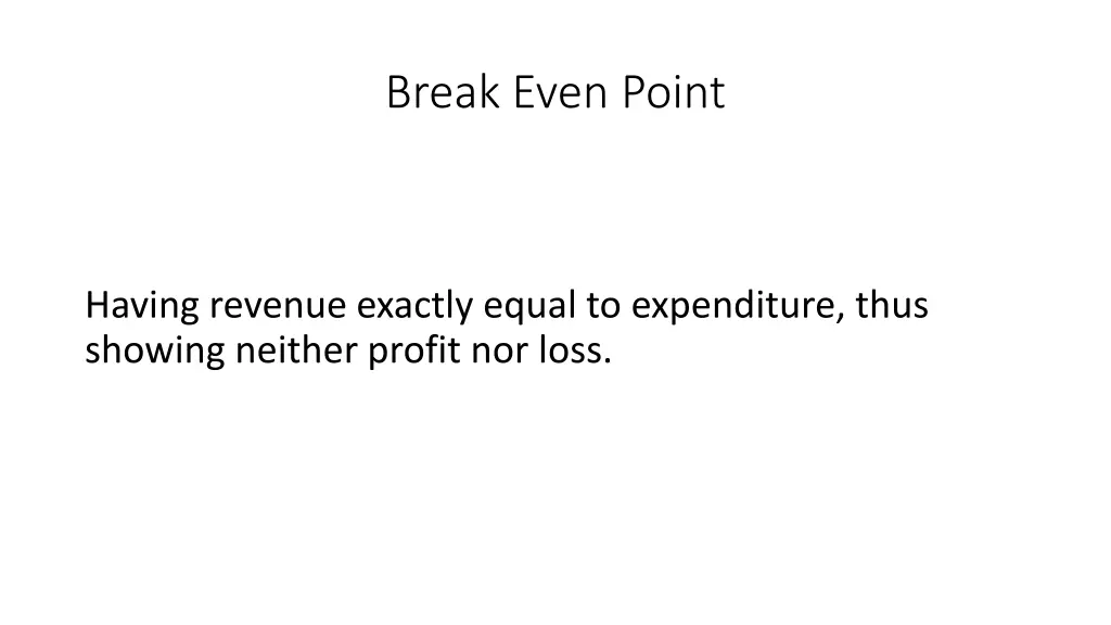 break even point