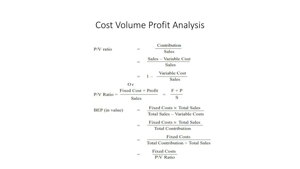 cost volume profit analysis