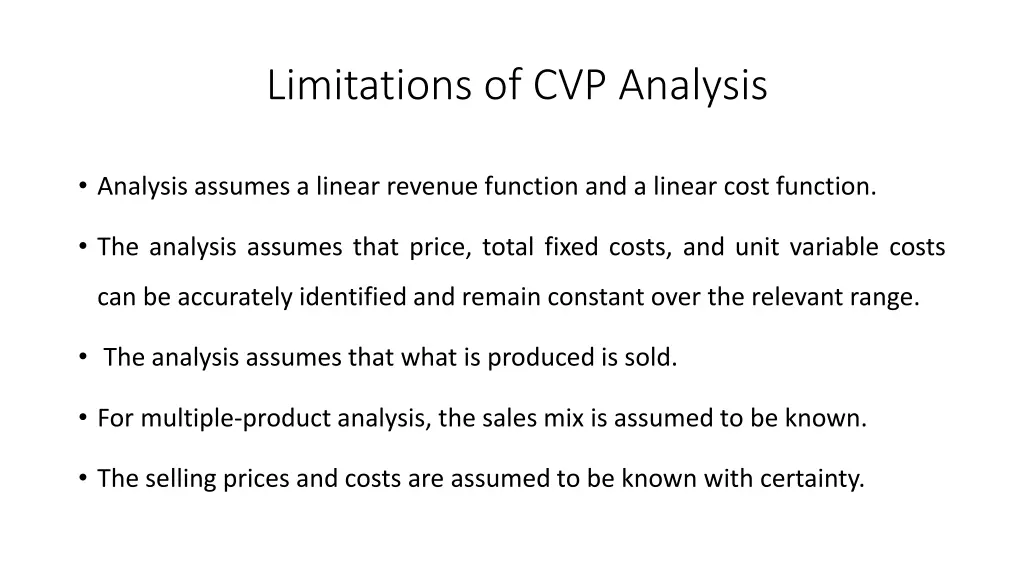 limitations of cvp analysis