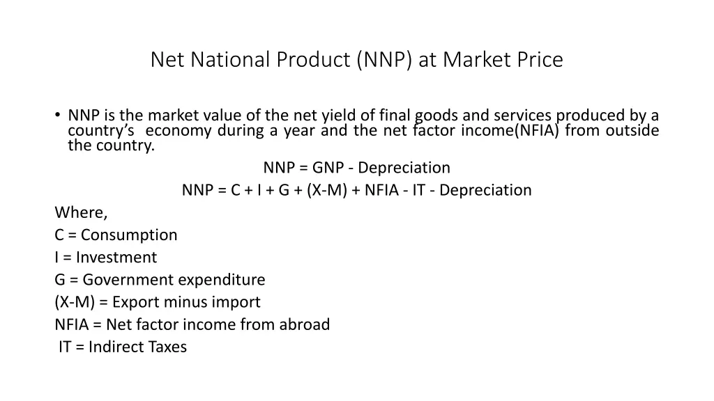 net national product nnp at market price