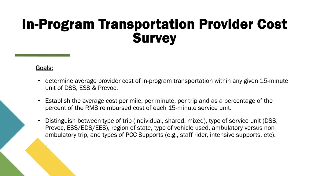 in in program transportation provider cost