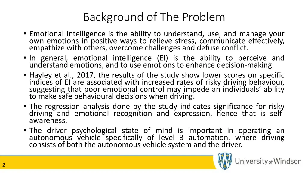 background of the problem