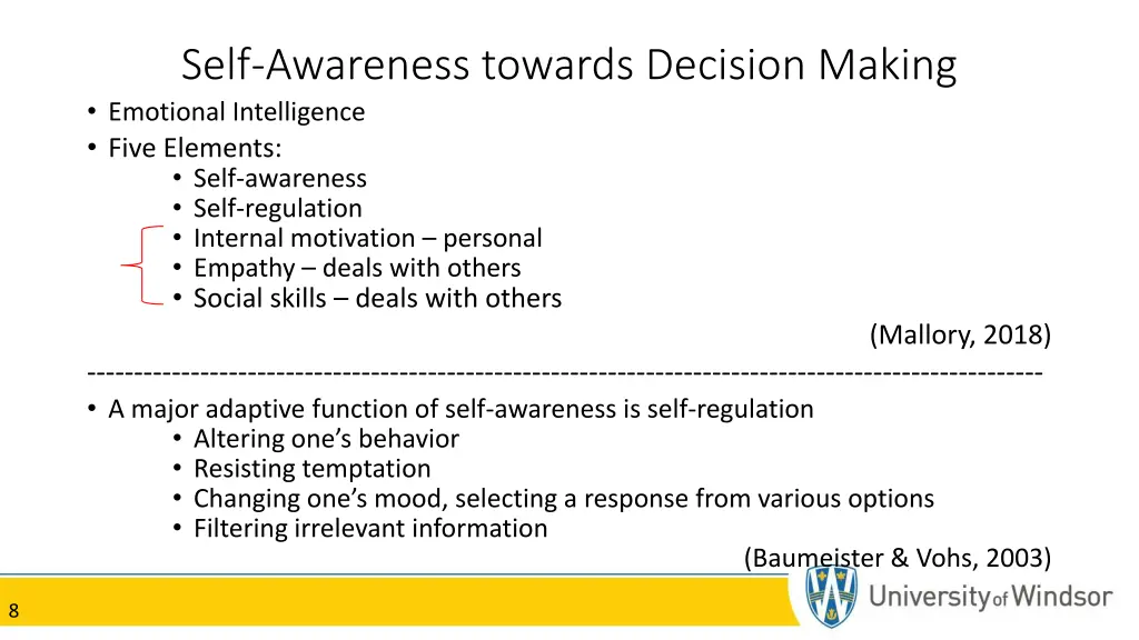 self awareness towards decision making emotional