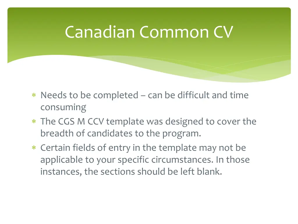 canadian common cv
