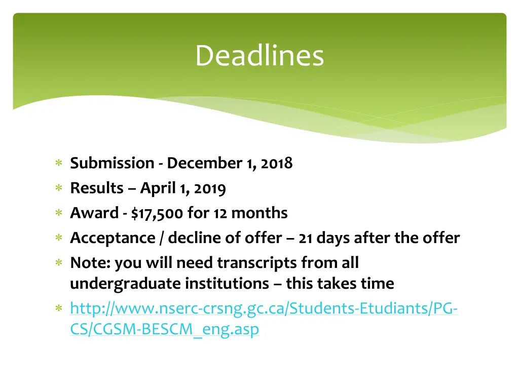 deadlines