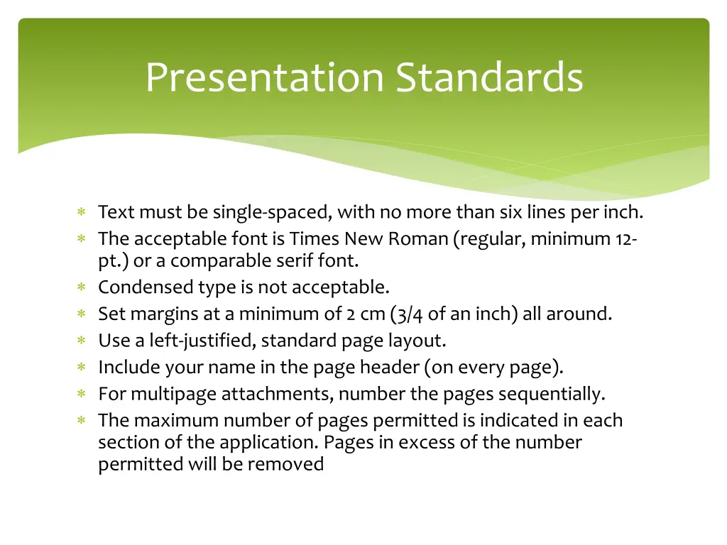 presentation standards