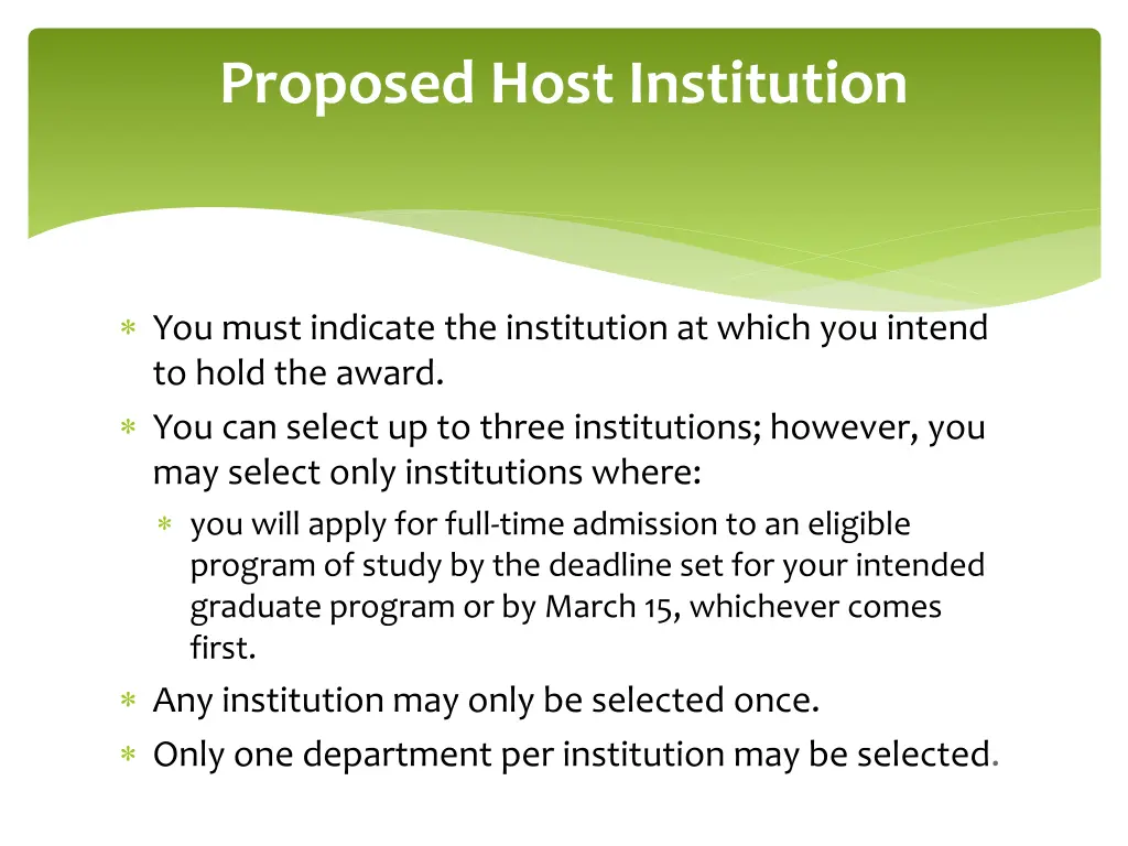 proposed host institution