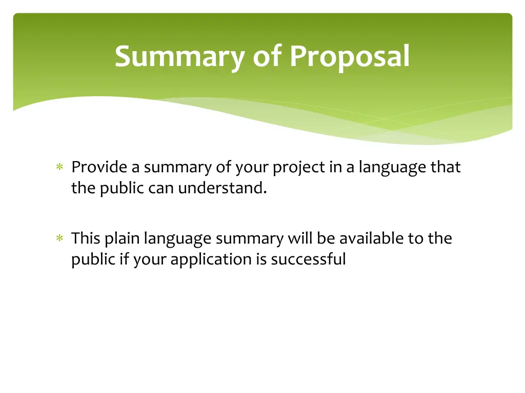 summary of proposal