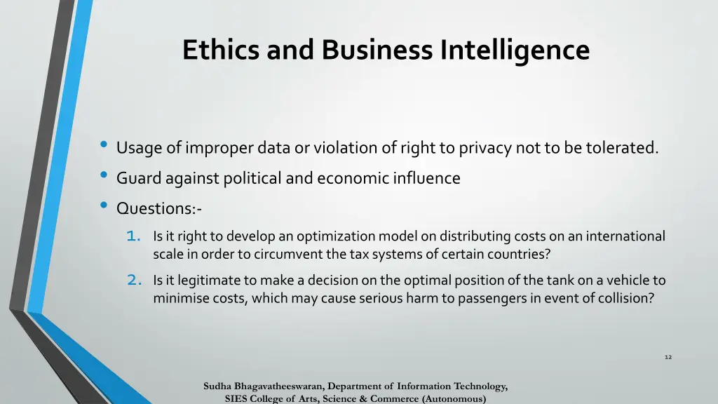 ethics and business intelligence
