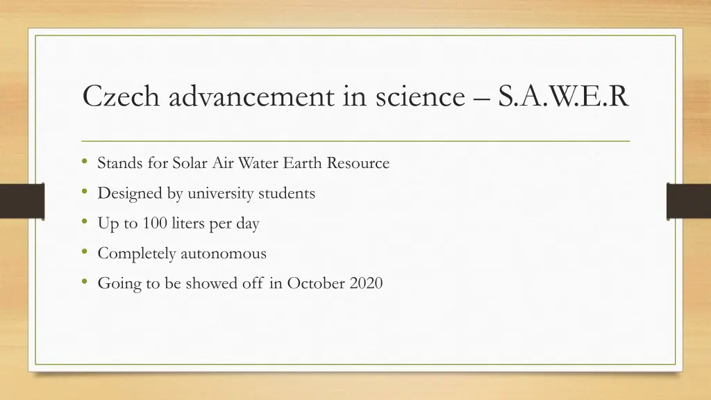 czech advancement in science s a w e r