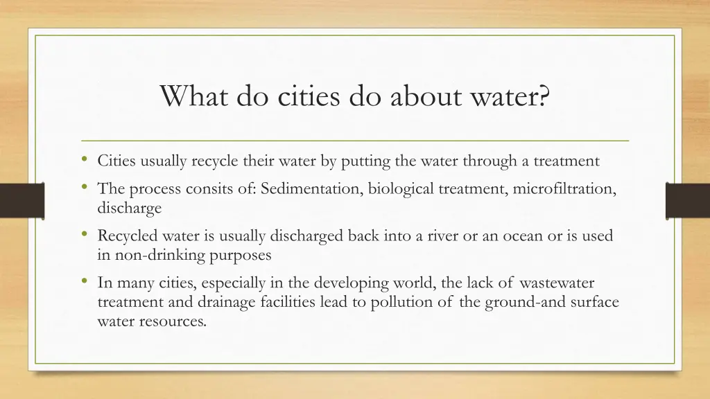 what do cities do about water