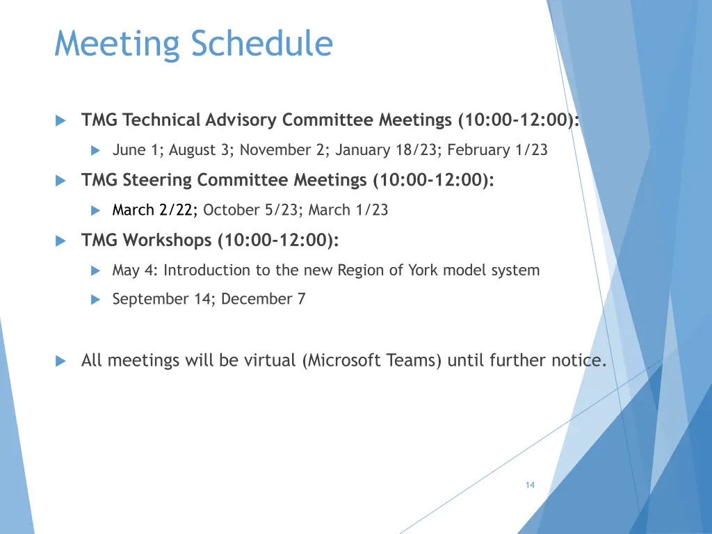 meeting schedule