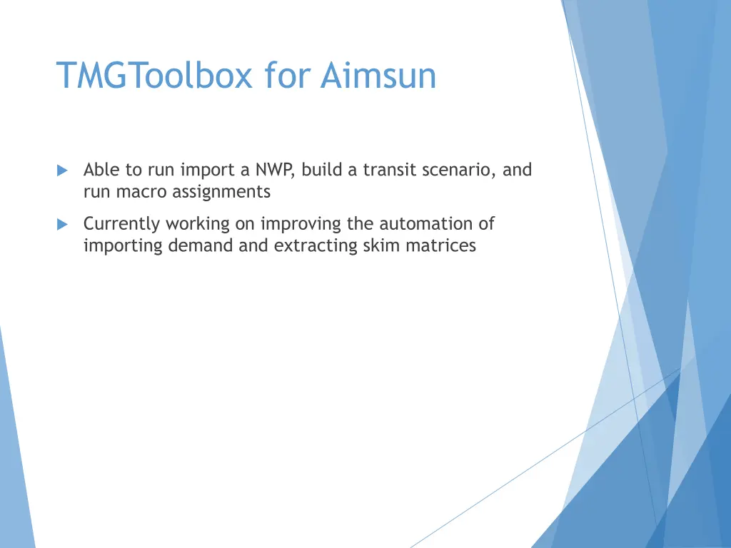 tmgtoolbox for aimsun
