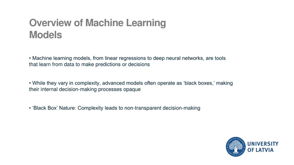 overview of machine learning models