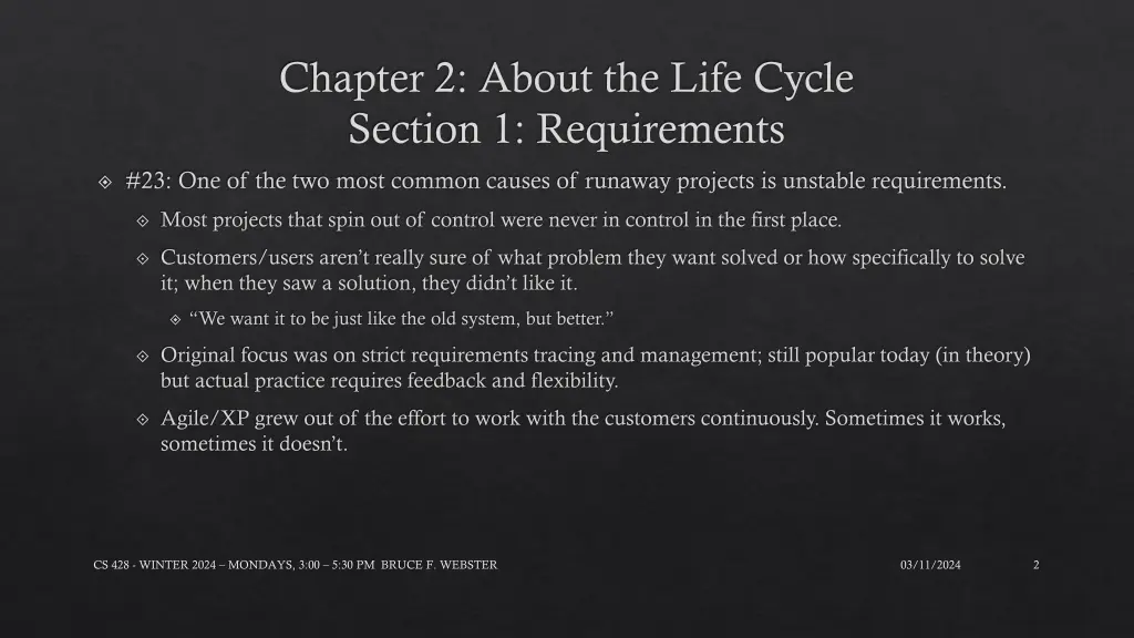 chapter 2 about the life cycle section